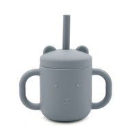 Silicone straw cup with handles trade winds