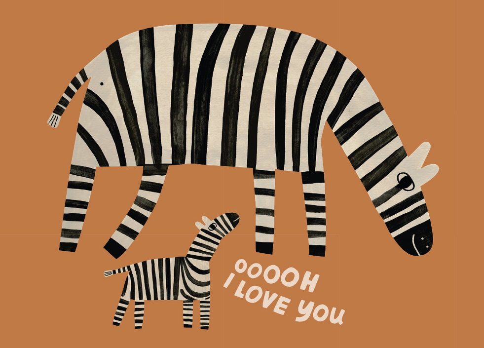 Postcard zebra Ooooh I love you