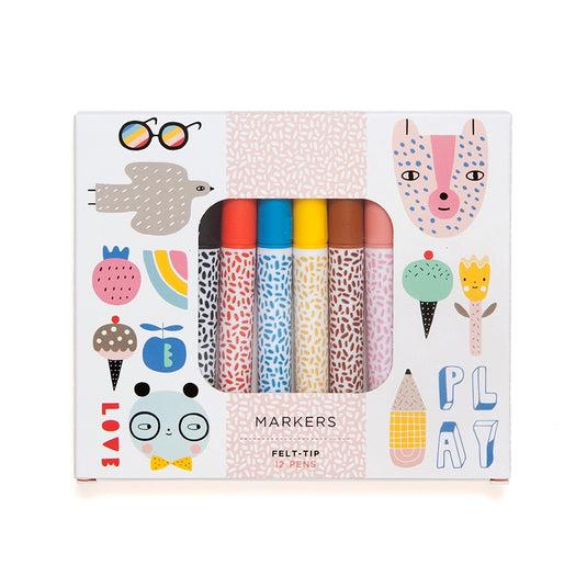12 felt tip markers 6 yrs+