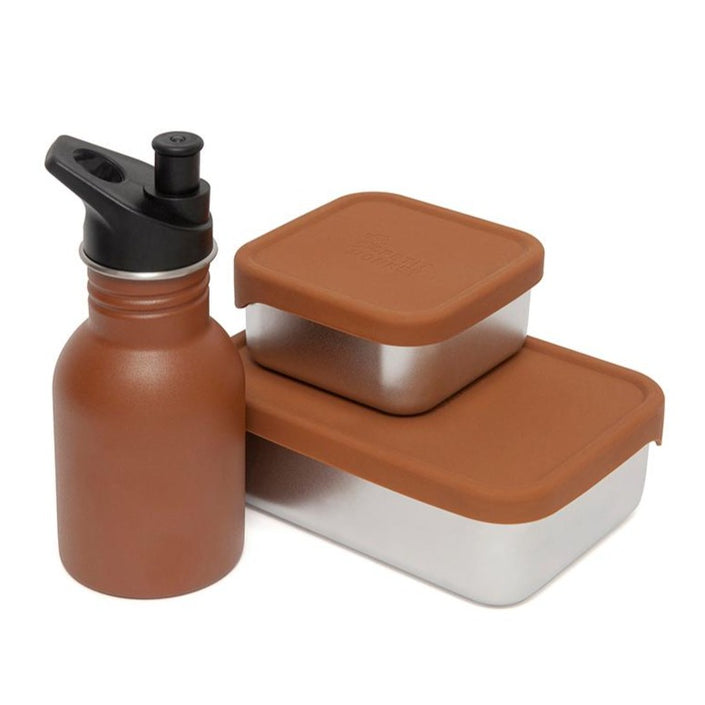 Stainless steel drinking bottle baked clay