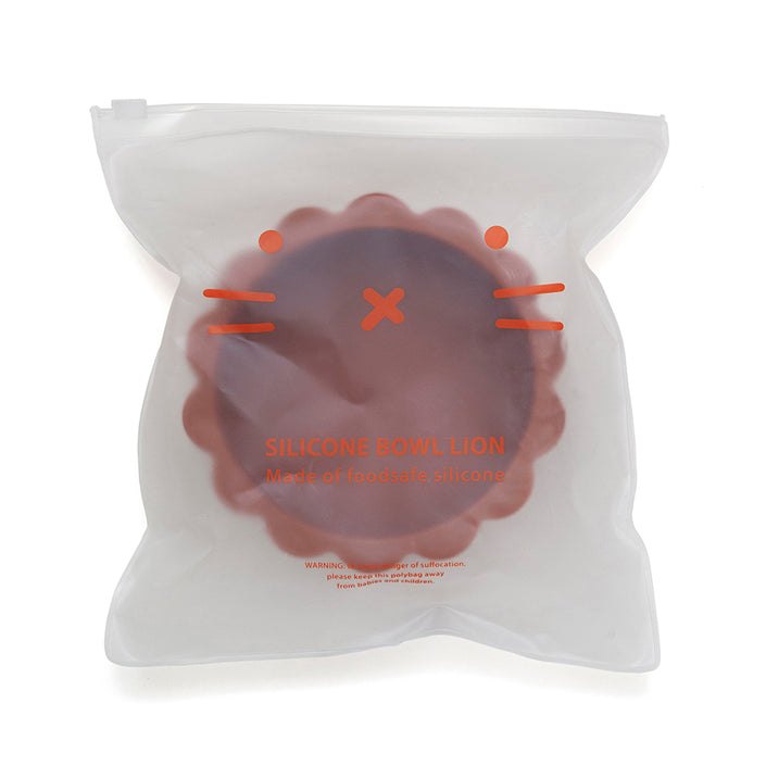 Silicone suction bowl lion baked clay