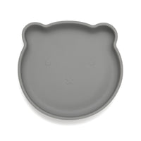 Silicone suction plate bear pewter green