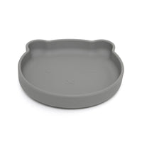 Silicone suction plate bear pewter green