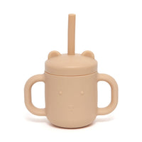 Silicone straw cup with handles honey