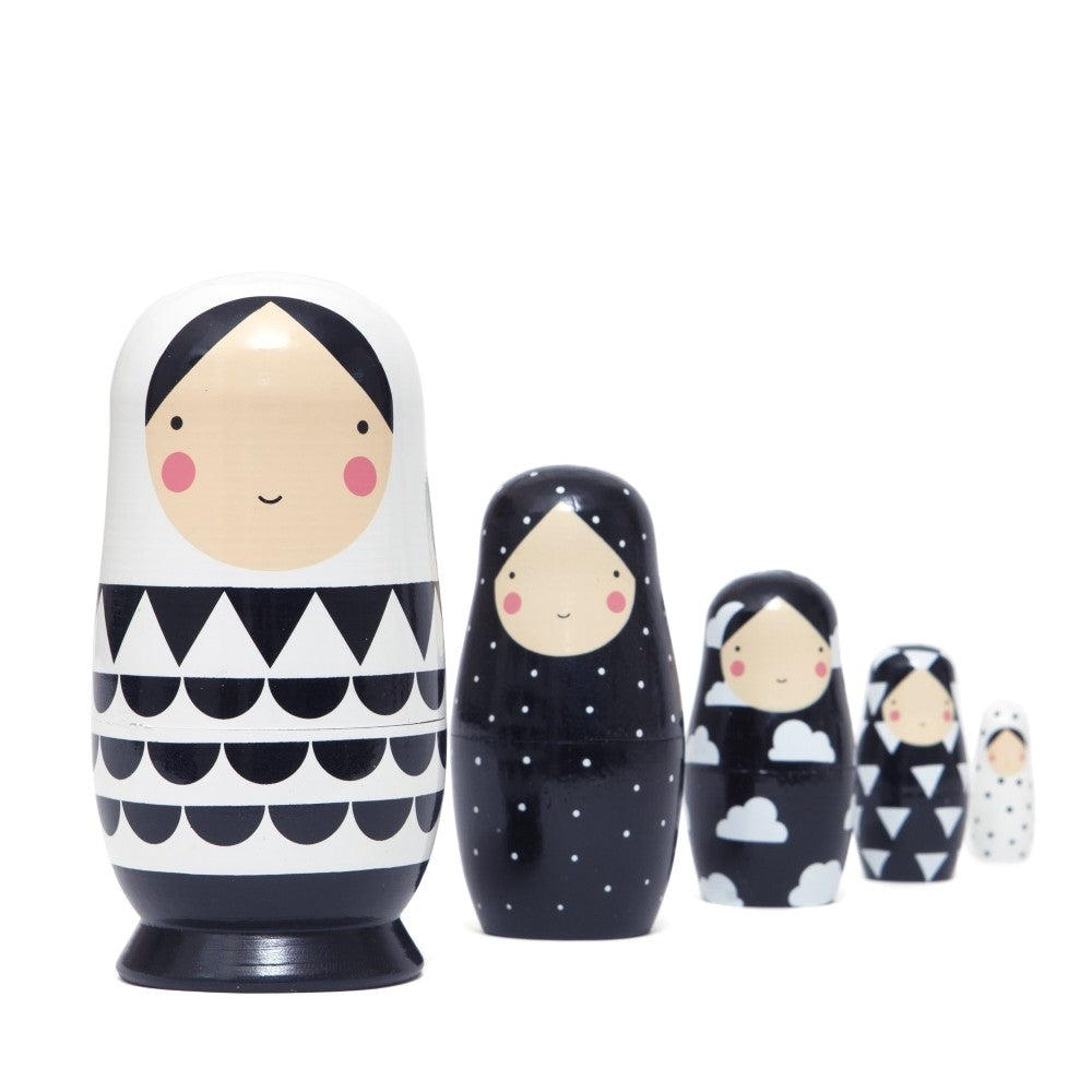 Black and white 2025 nesting dolls
