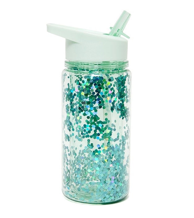 Drinking bottle glitter green lily