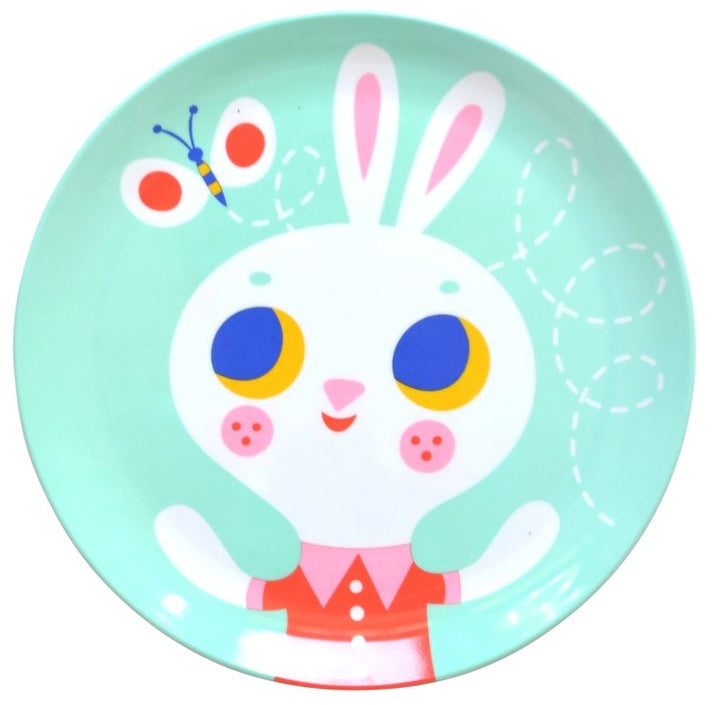 melamine plate rabbit mint