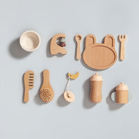 Wooden baby feeding set