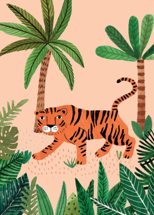 Postcard Savannah tiger