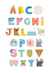 Poster ABC shaped characters 29.7 x 42 cm