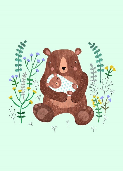 Postcard Mother + Baby Bear