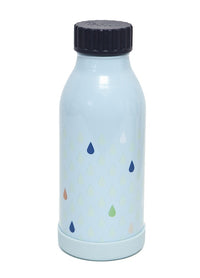 Stainless steel drinking bottle drops blue