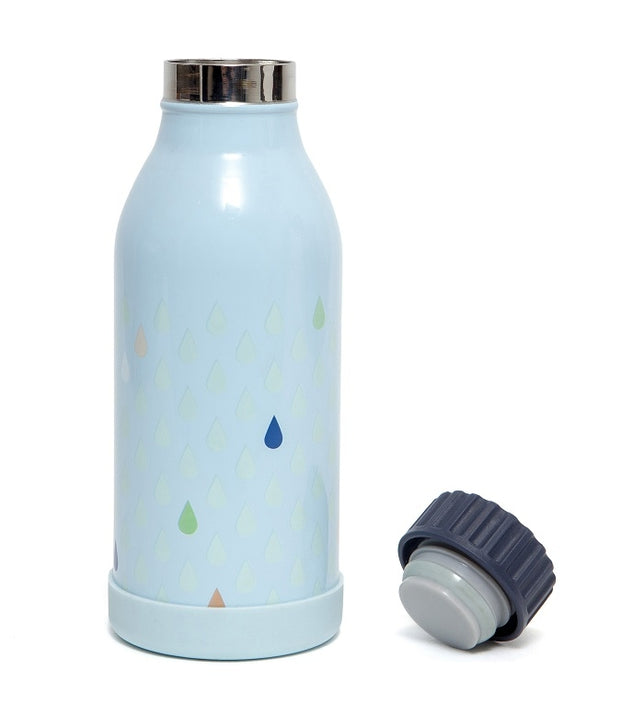 Stainless steel drinking bottle drops blue