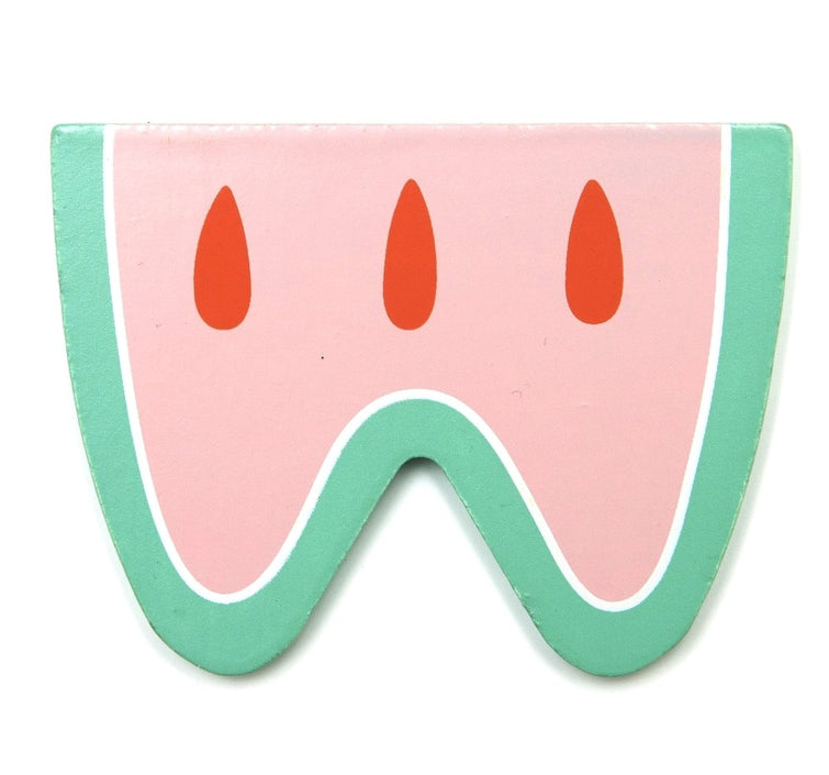 Wooden letter W - watermelon