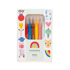 10 felt tip brush pens 6 yrs+