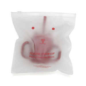 Silicone straw cup with handles mahogany rose