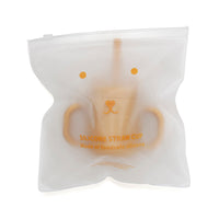 Silicone straw cup with handles ochre