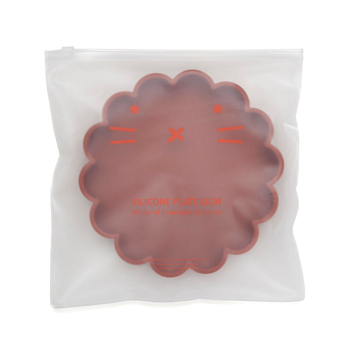 Silicone suction plate lion baked clay