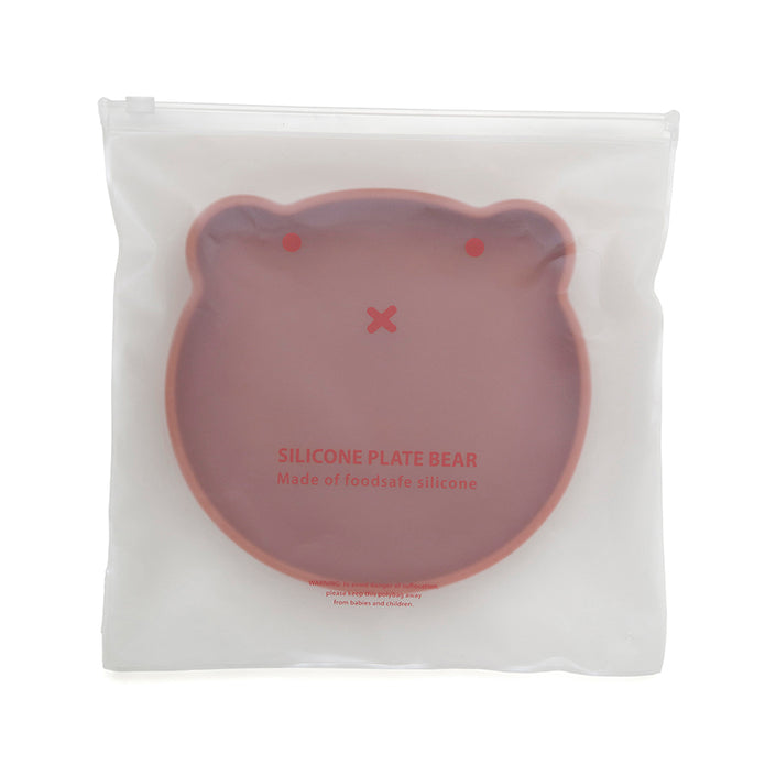 Silicone suction plate bear mahogany rose