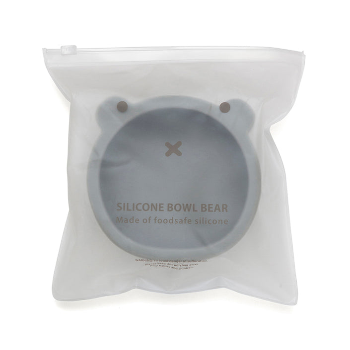 Silicone suction bowl bear pewter green