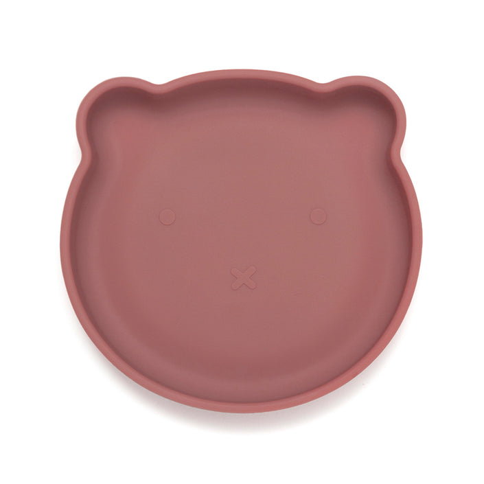 Silicone suction plate bear mahogany rose