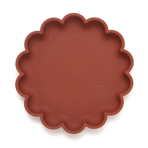 Silicone suction plate lion baked clay
