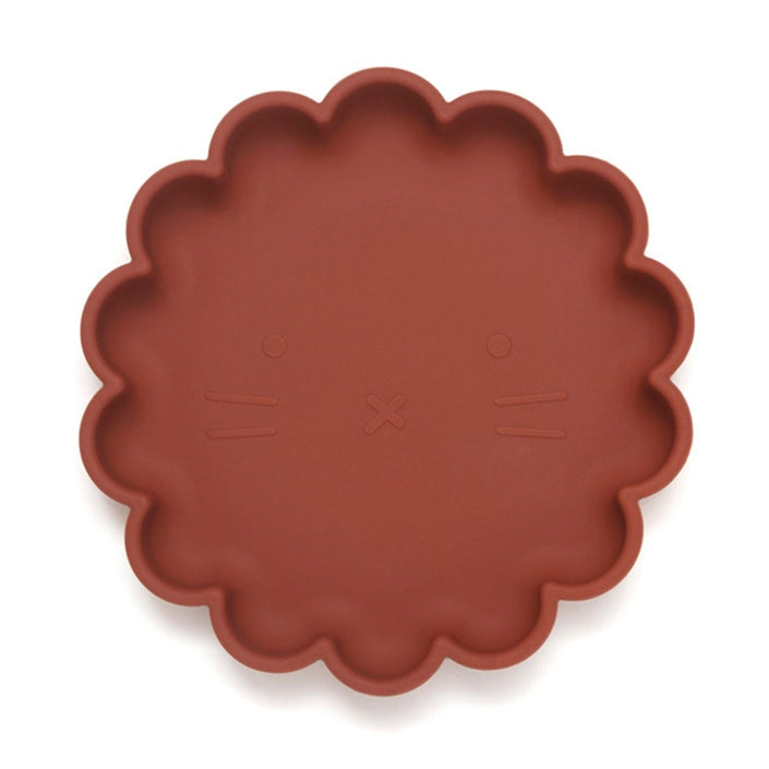 Silicone suction plate lion baked clay