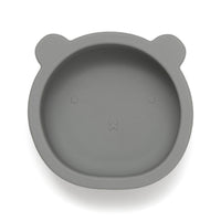 Silicone suction bowl bear pewter green