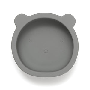Silicone suction bowl bear pewter green