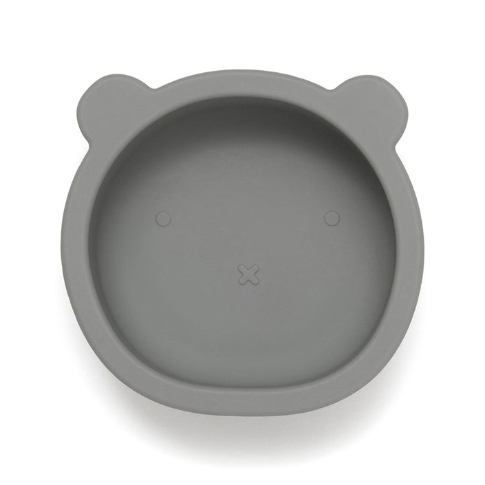 Silicone suction bowl bear pewter green