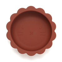 Silicone suction bowl lion baked clay