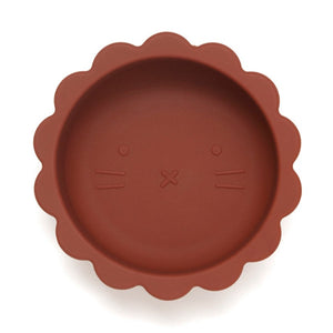 Silicone suction bowl lion baked clay