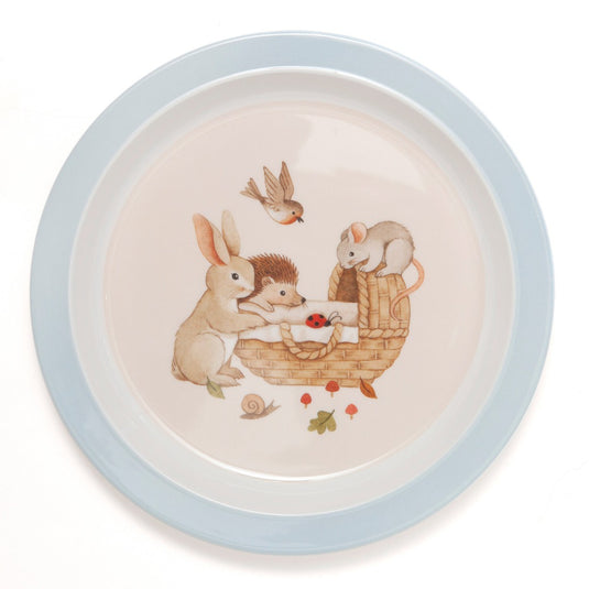 Melamine plate animal craddle dove blue