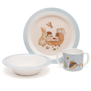 Melamine plate animal craddle dove blue