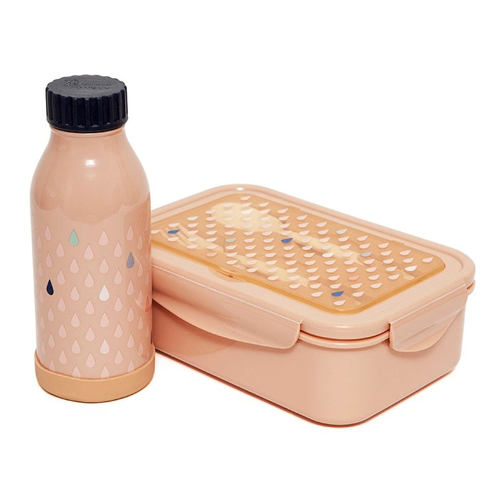 Stainless steel drinking bottle drops peach