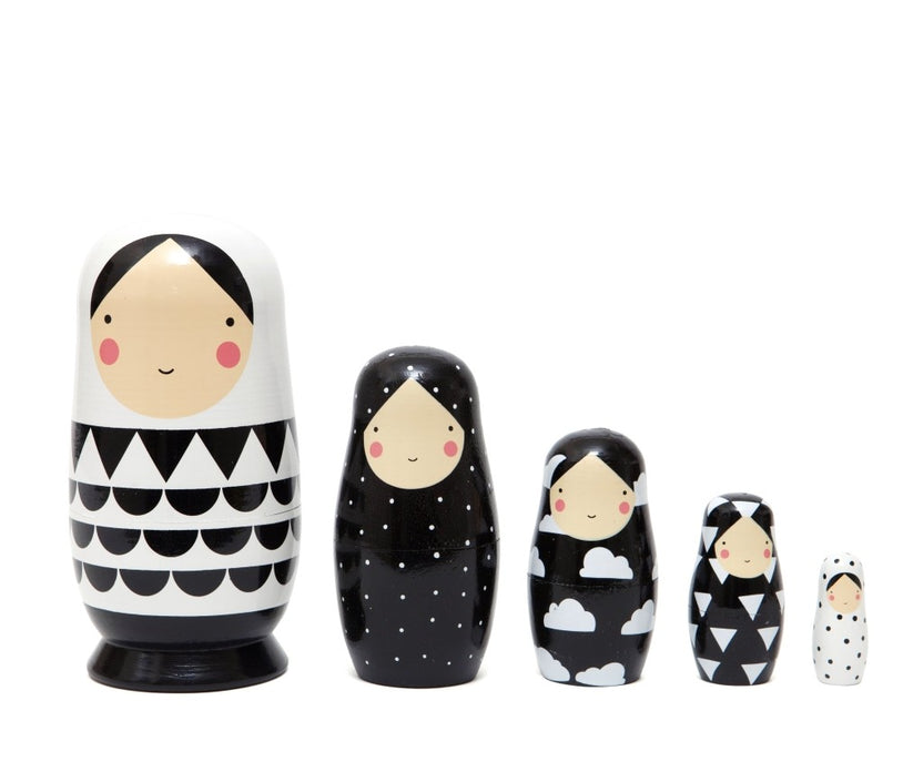 Nesting dolls black and white