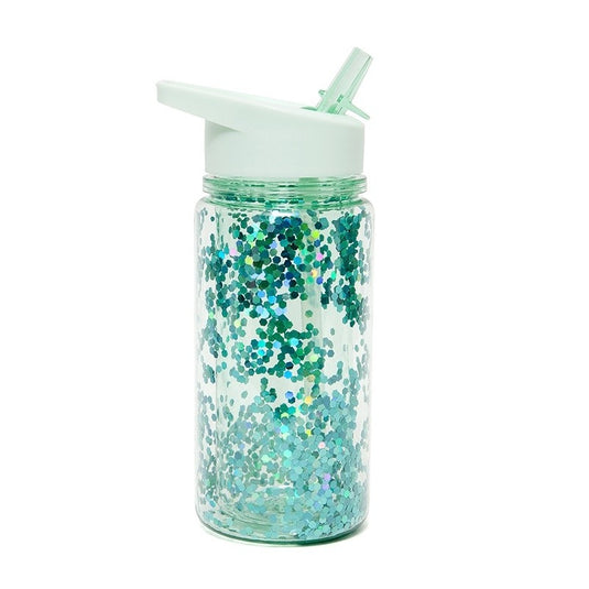 Drinking bottle glitter green lily