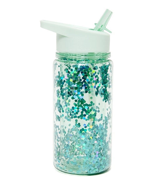 Drinking bottle glitter green lily