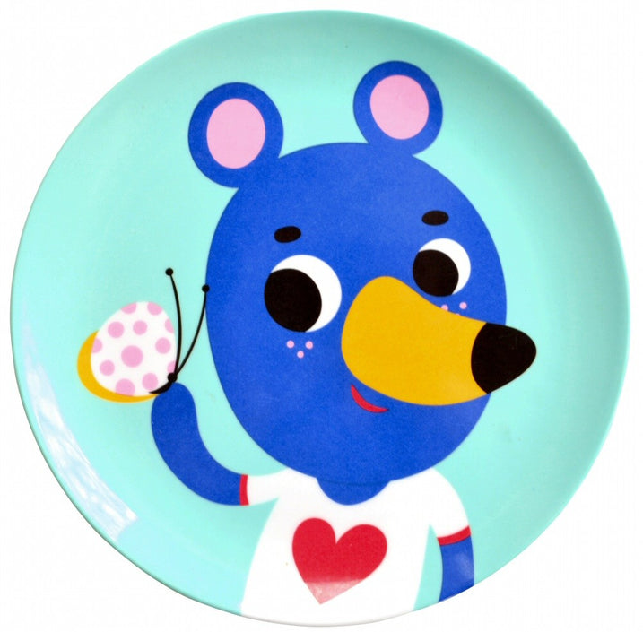 melamine plate blue bear mint