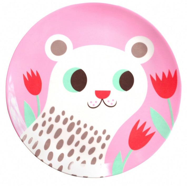 melamine plate polar bear pink