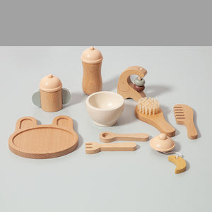 Wooden baby feeding set