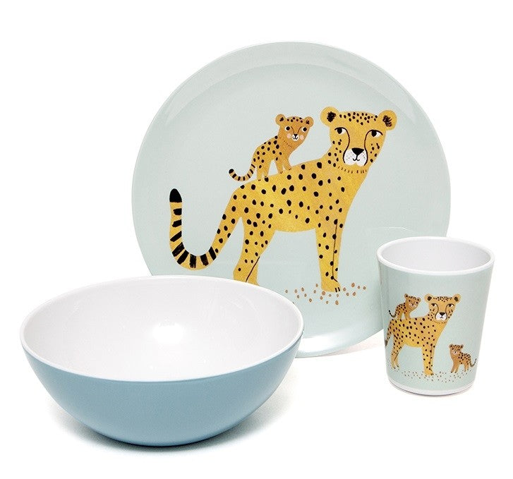 Melamine bowl leopard denim