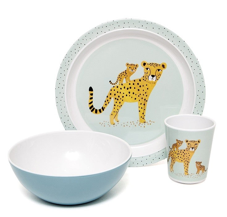 Melamine bowl leopard denim