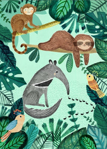 Postcard Anteater and sloth