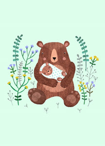 Postcard Mother + Baby Bear
