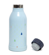Stainless steel drinking bottle drops blue