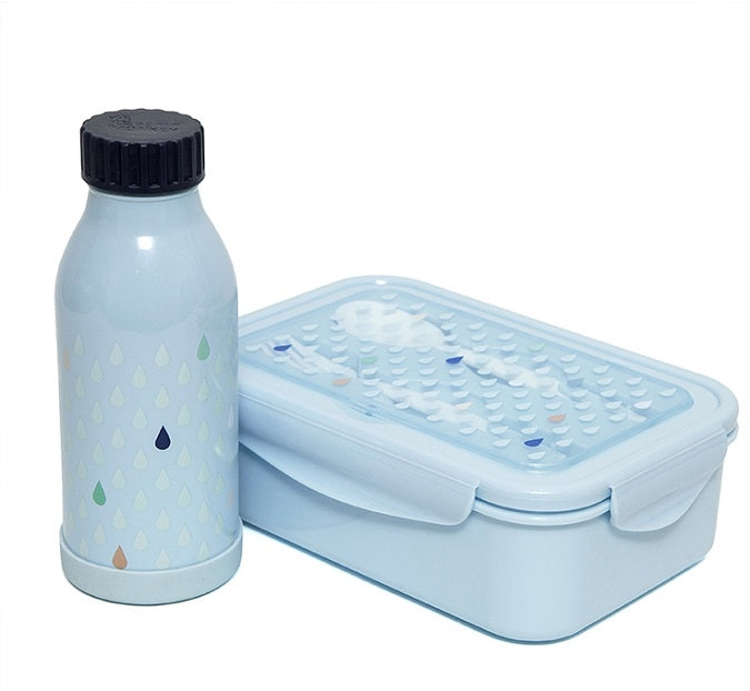 Stainless steel drinking bottle drops blue